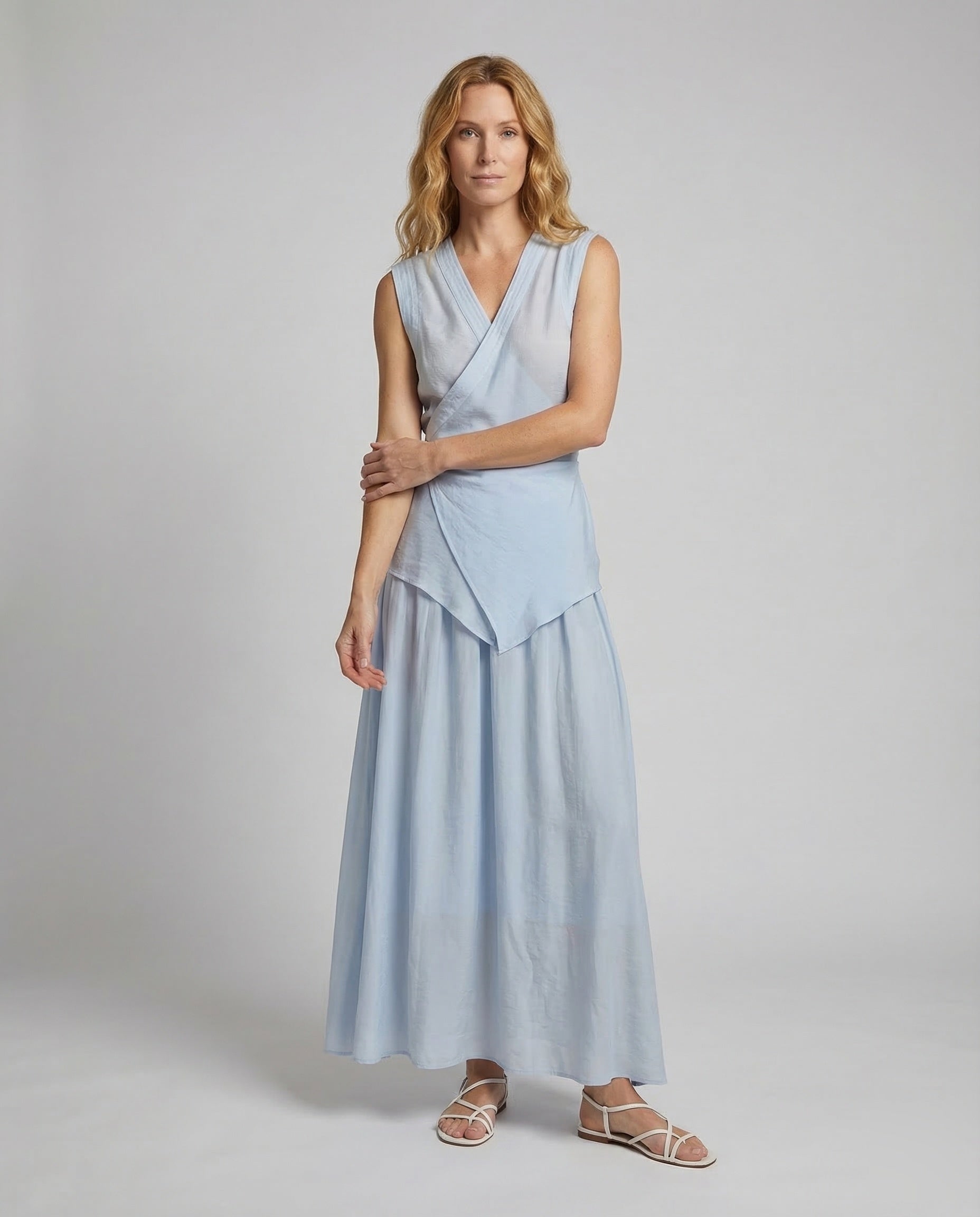 Abito Maxi Donna a Portafoglio Scollo Asimmetrico - Brentozzi