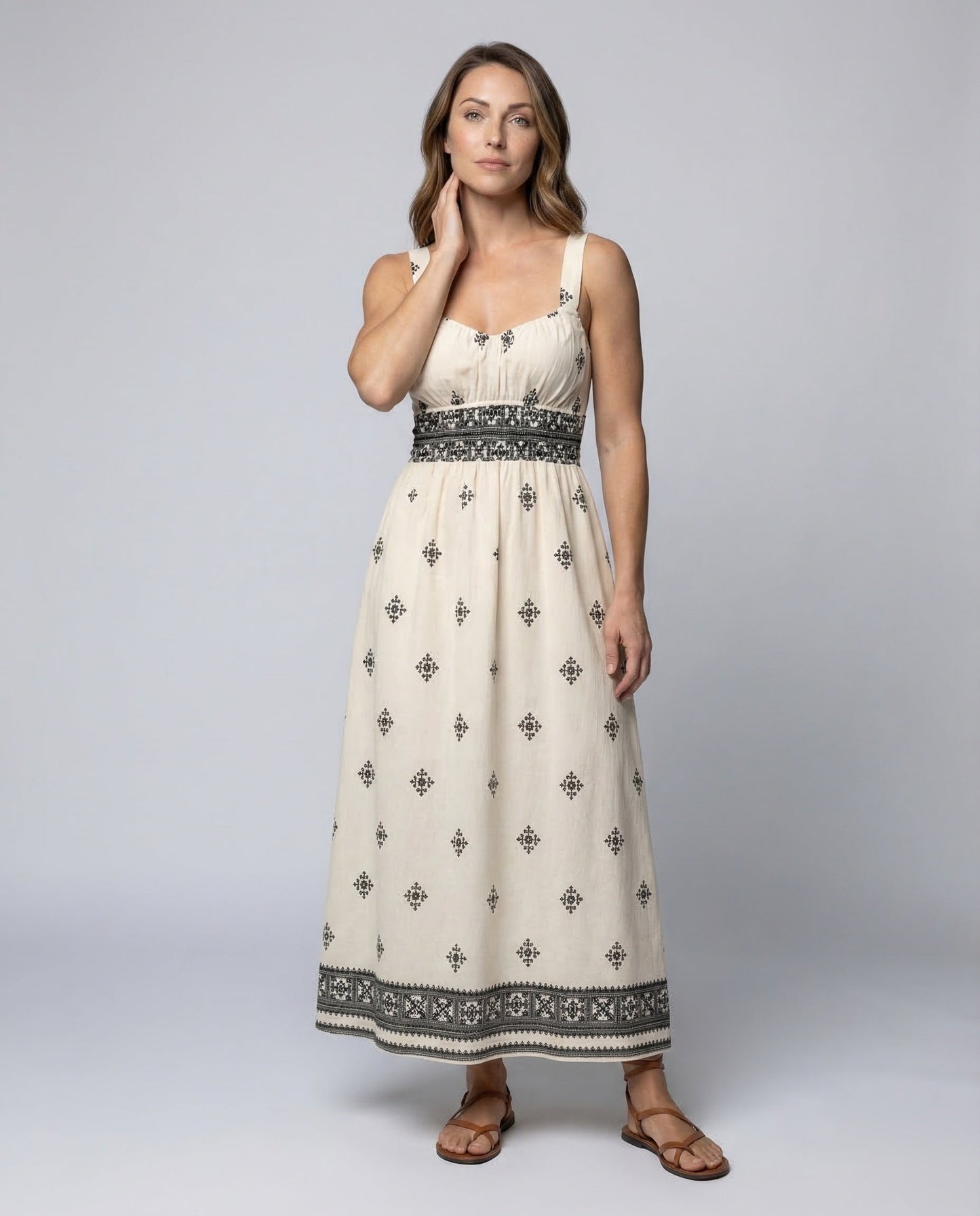 Abito Maxidress Donna Boho con Ricami - Brentozzi