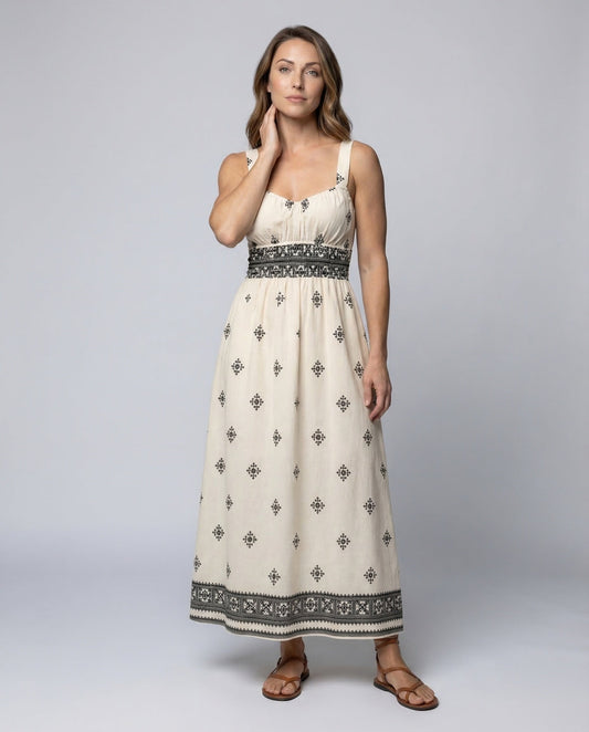 Abito Maxidress Donna Boho con Ricami - Brentozzi