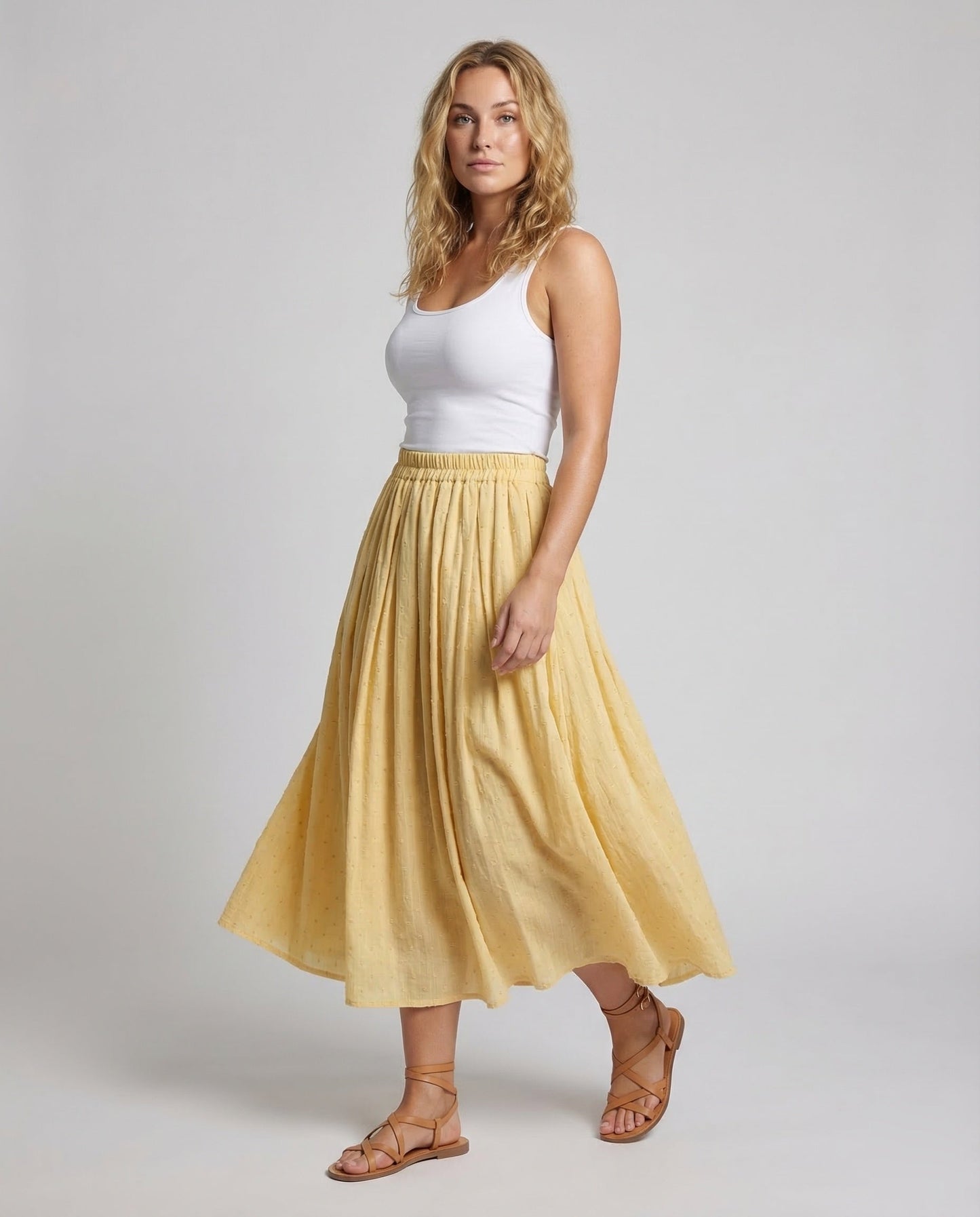 Gonna Svasata Donna Cotone Lino - Brentozzi