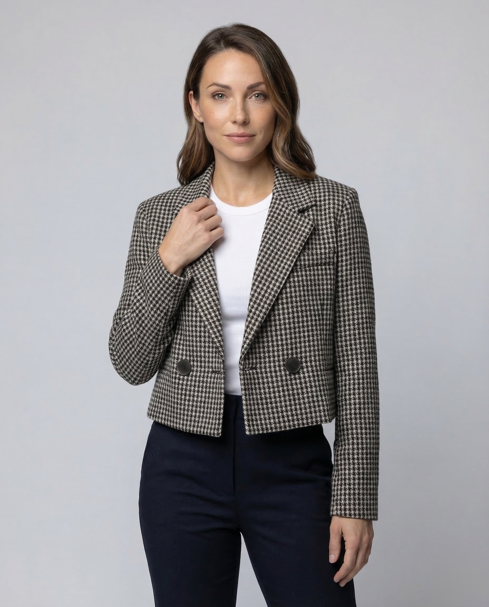 Blazer Donna Corto Fantasia Pied de Poule - Brentozzi