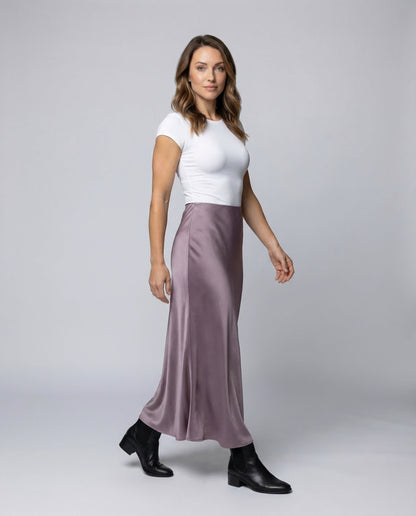 Gonna Lunga Donna in Satin Taglio Asimmetrico - Brentozzi