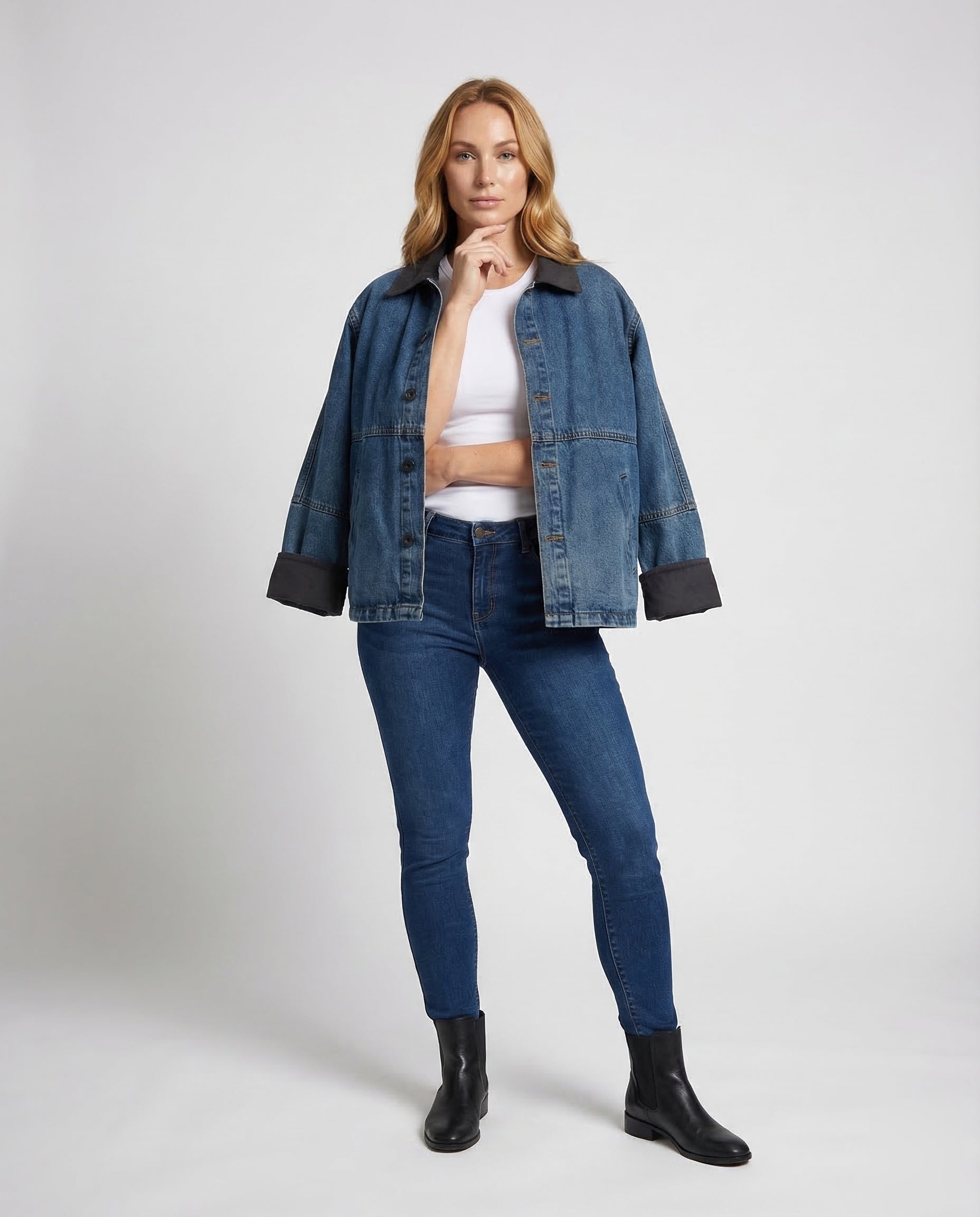 Giacca Jeans Donna Oversize Colletto - Brentozzi