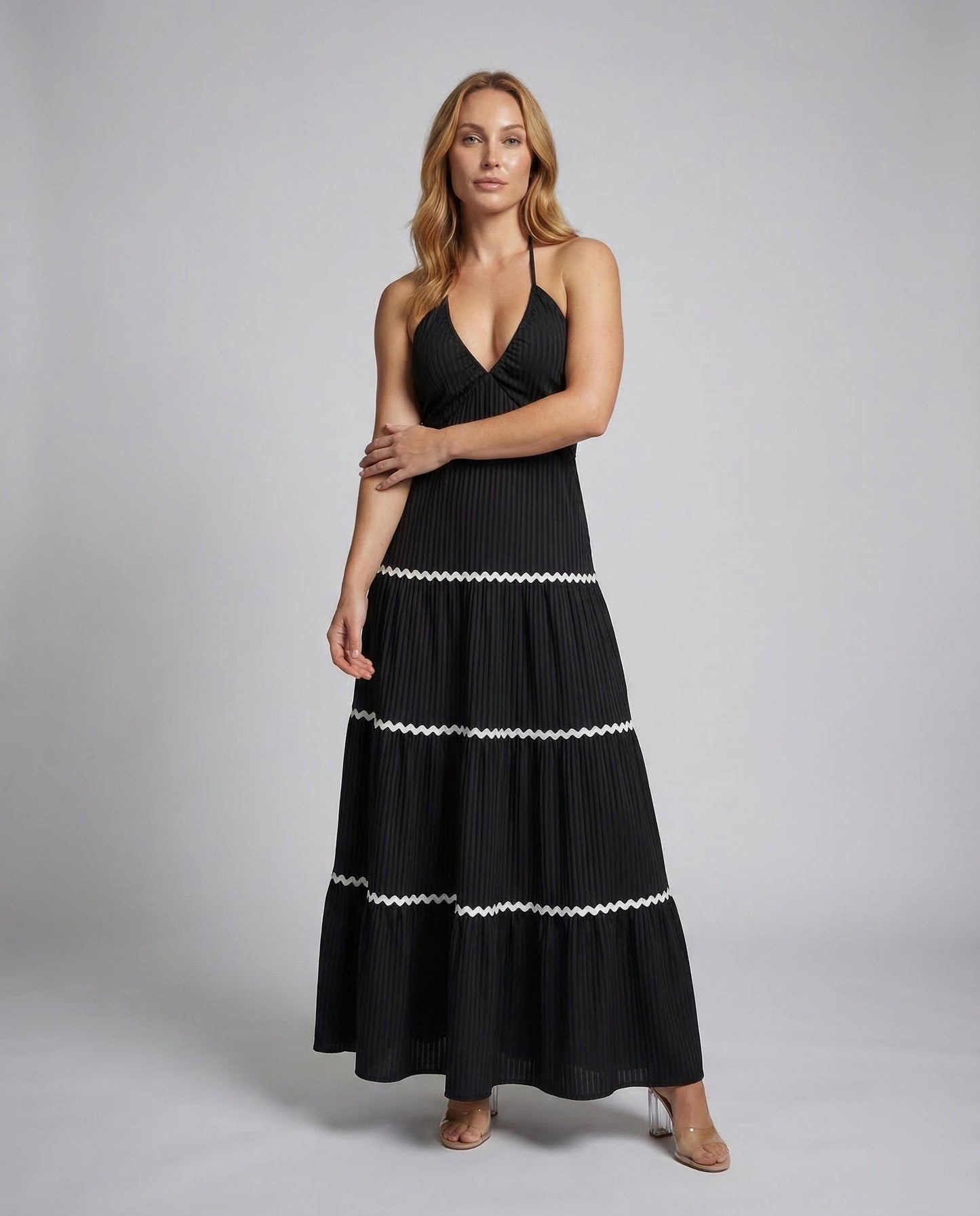 Abito Maxi Donna Plissé Scollo Halter - Brentozzi