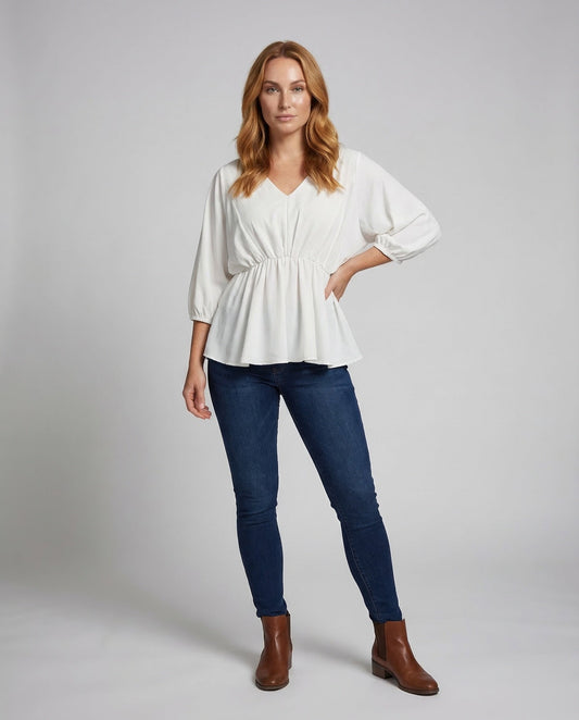 Blusa Donna Scollo a V Arricciata - Brentozzi