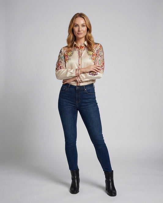 Camicia Donna in Satin Stampa Slim Fit - Brentozzi
