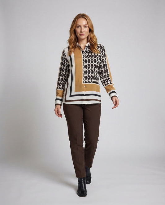 Blusa Donna in Tessuto Effetto Seta Stampa - Brentozzi