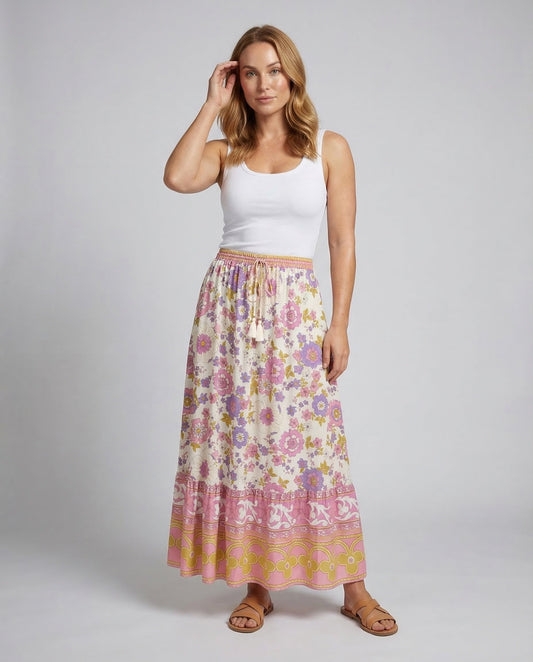Gonna Midi Donna Stampa Boho FluidA - Brentozzi