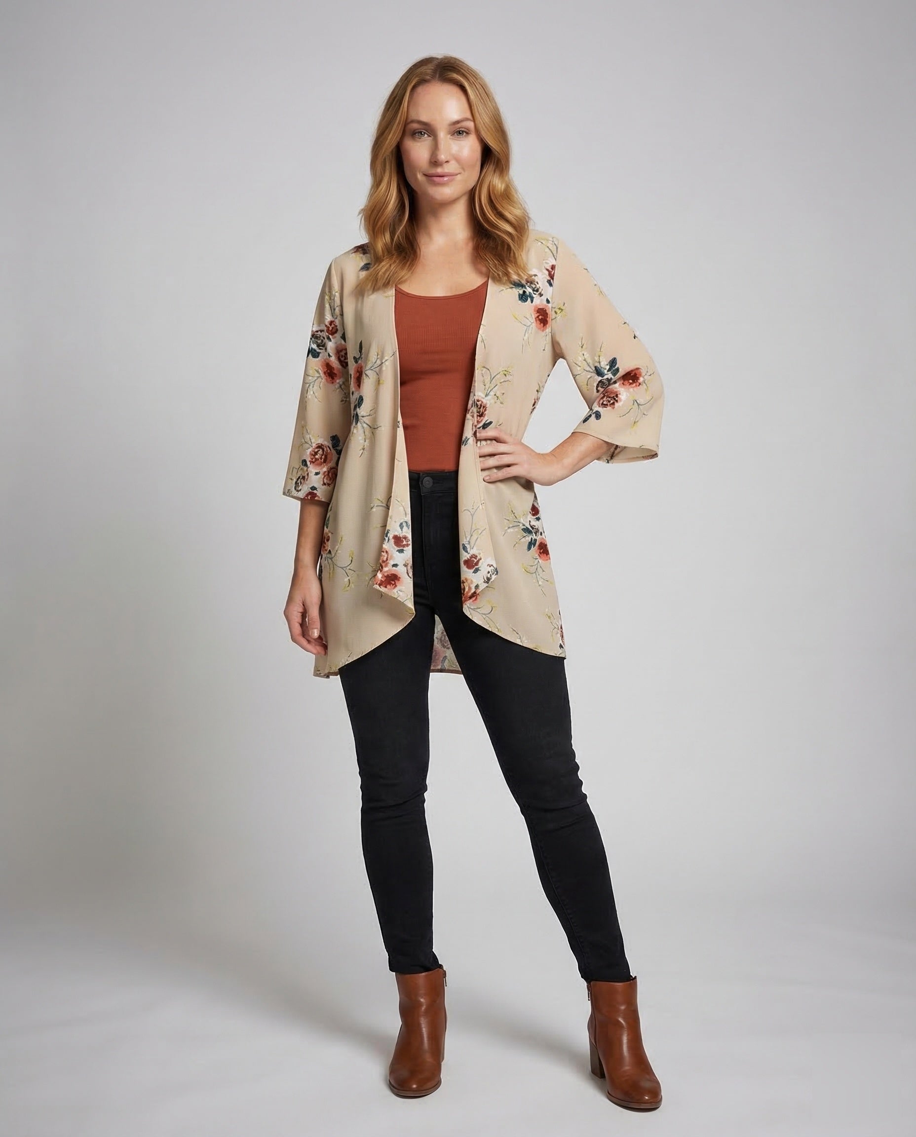 Cardigan Kimono Donna Fantasia Floreale Leggero - Brentozzi