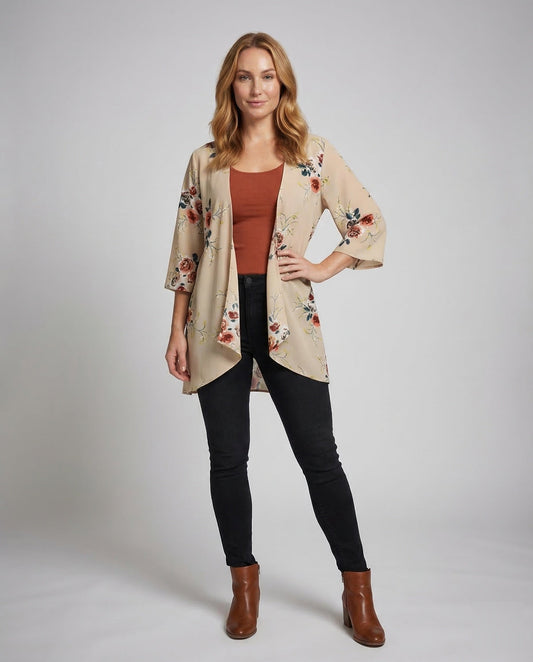 Cardigan Kimono Donna Fantasia Floreale Leggero - Brentozzi