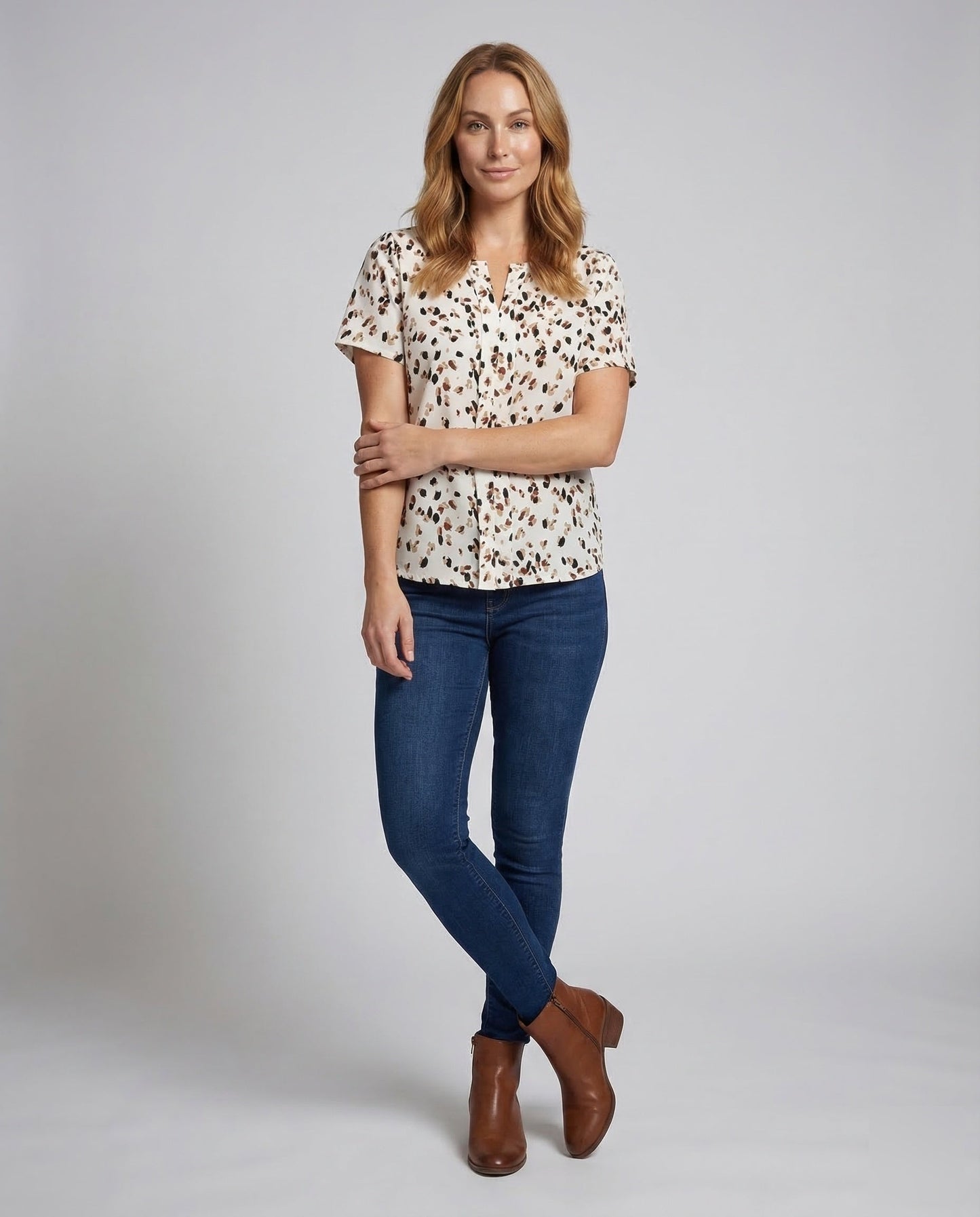 Blusa Donna Manica Corta Stampa Leggera - Brentozzi