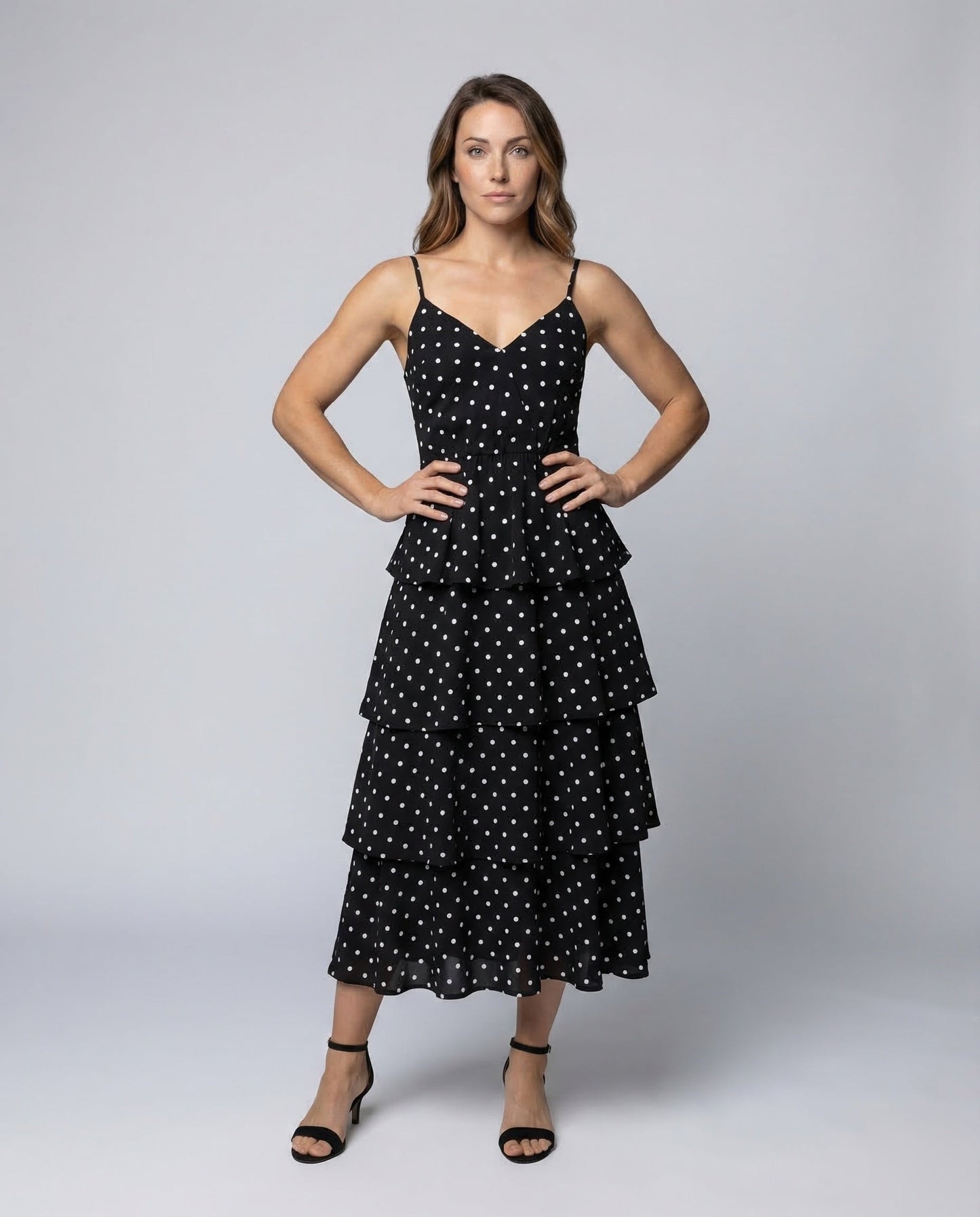 Abito Midi Donna in Tessuto a Pois Svasato - Brentozzi