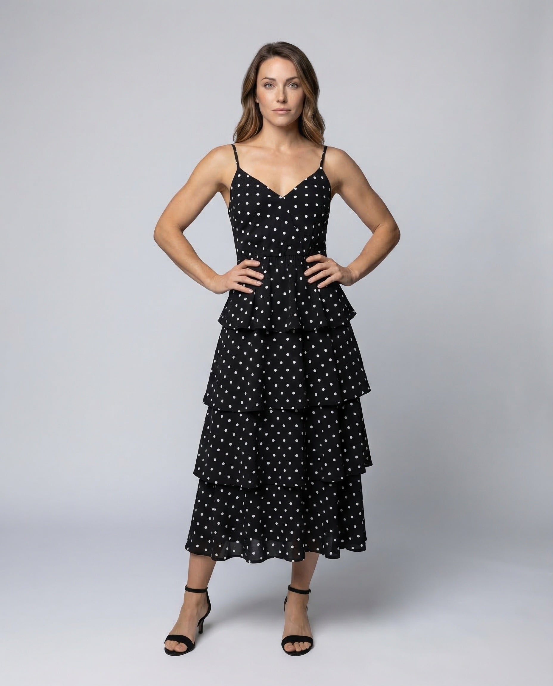Abito Midi Donna in Tessuto a Pois Svasato - Brentozzi