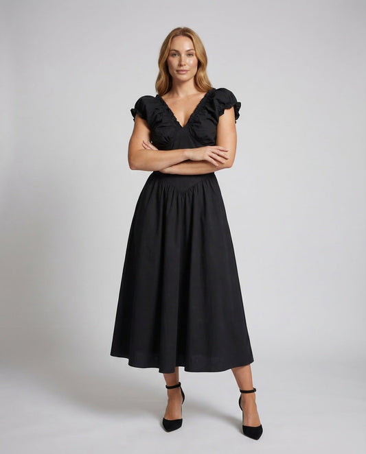 Abito Midi Donna con Ruches Stile Romantico - Brentozzi