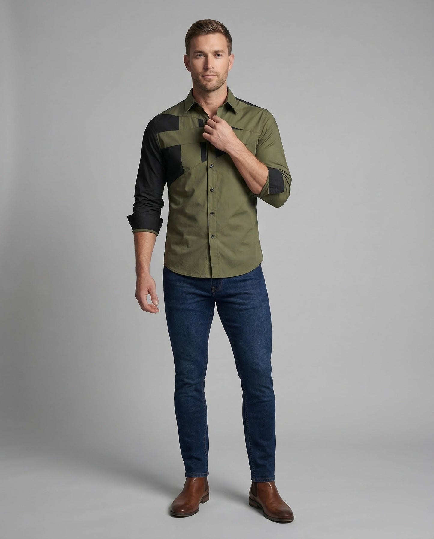 Camicia Uomo Slim Vestibilità Contrasto - Brentozzi