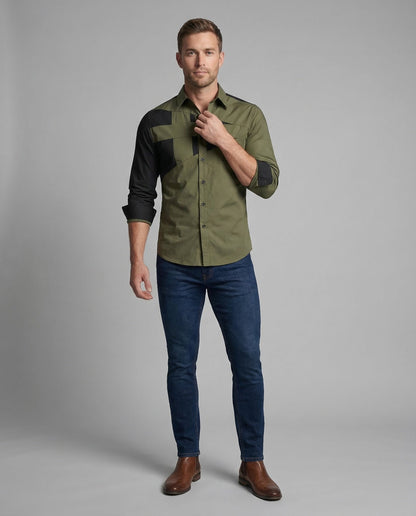 Camicia Uomo Slim Vestibilità Contrasto - Brentozzi