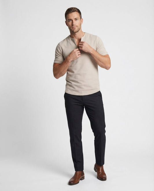 Camicia Uomo Zip Collo Alto - Brentozzi