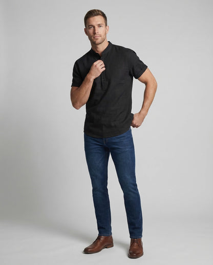 Camicia Henley Uomo Lino Manica Lunga - Brentozzi