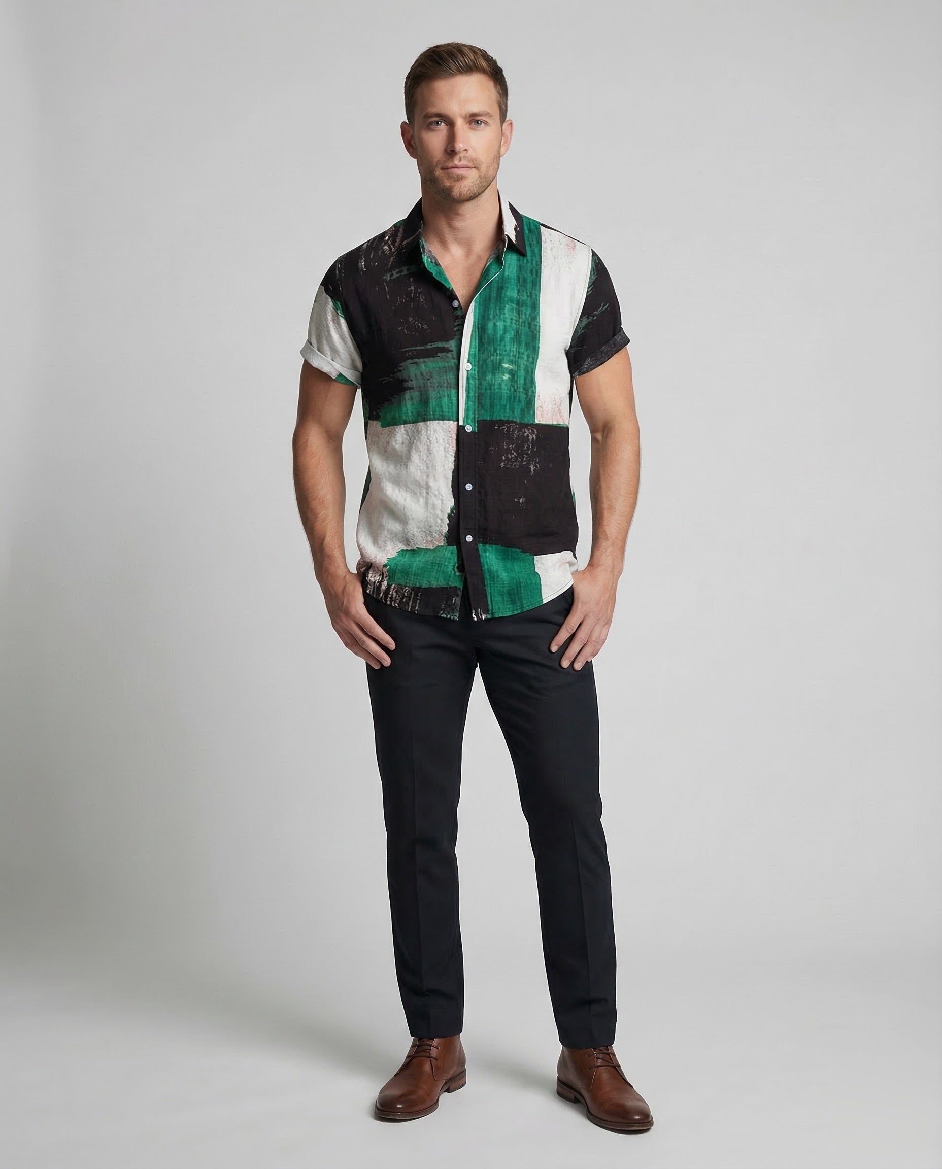 Camicia Uomo Estiva Fantasia Slim Fit - Brentozzi