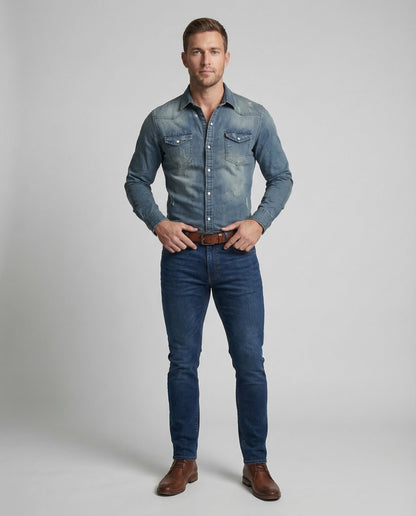 Camicia Uomo Western in Denim Regular Fit - Brentozzi