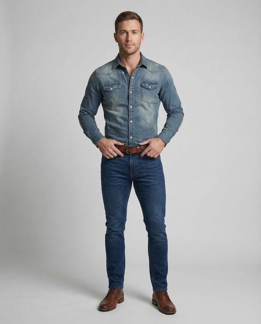 Camicia Uomo Western in Denim Regular Fit - Brentozzi