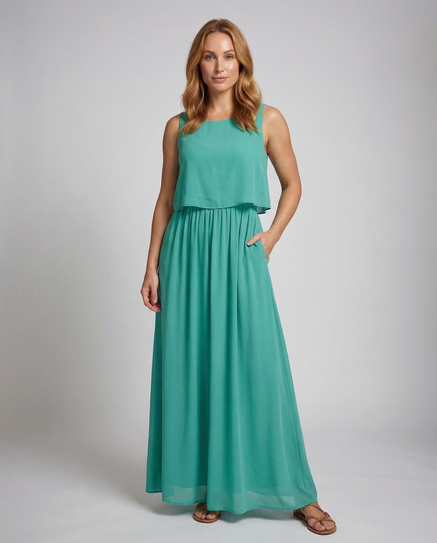 Abito Maxi Donna in Chiffon con Sopragonna - Brentozzi