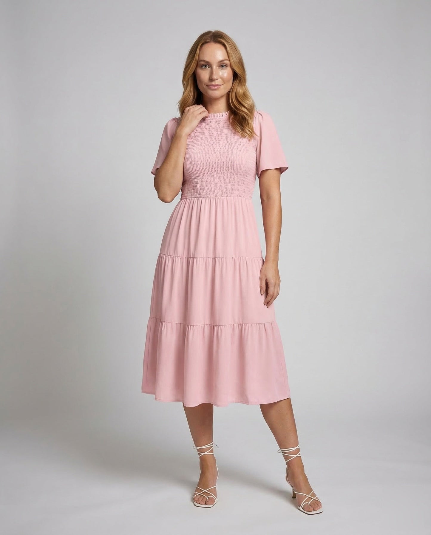 Abito Midi Donna in Tessuto Sfumato Scollo Elastico - Brentozzi