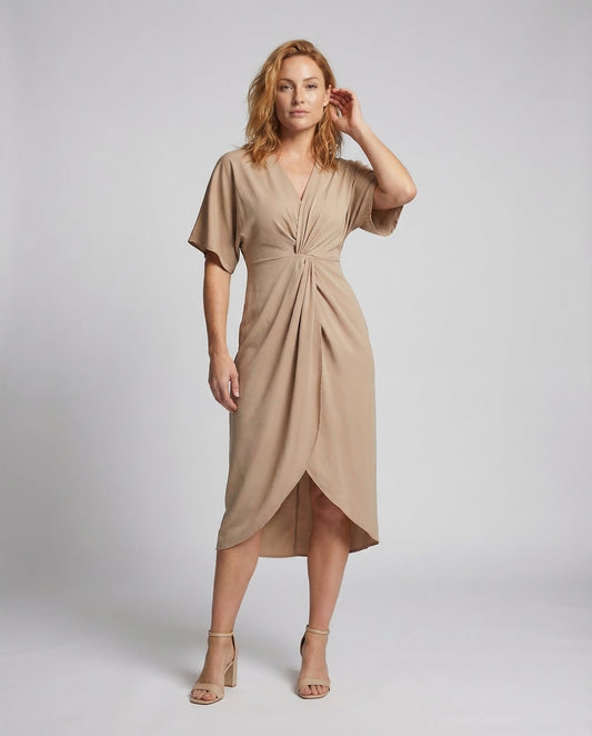 Abito Midi Donna a Portafoglio Stile Kimono - Brentozzi