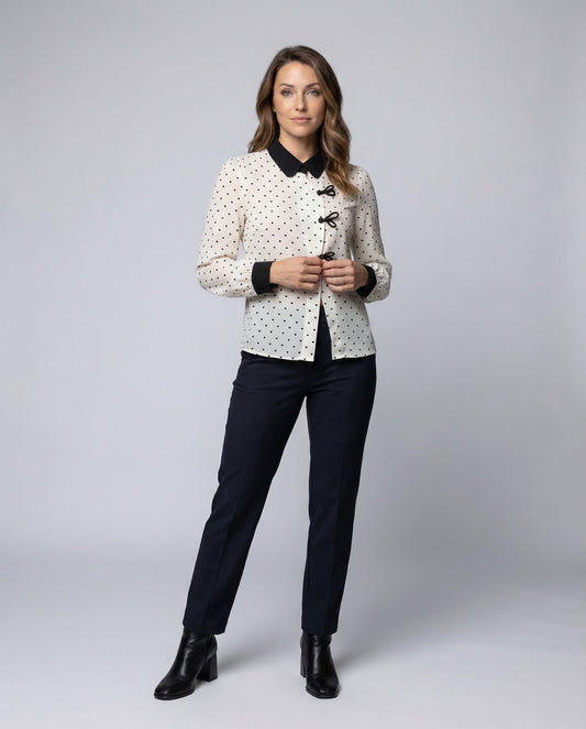 Blusa Donna in Chiffon Colletto Peter Pan - Brentozzi