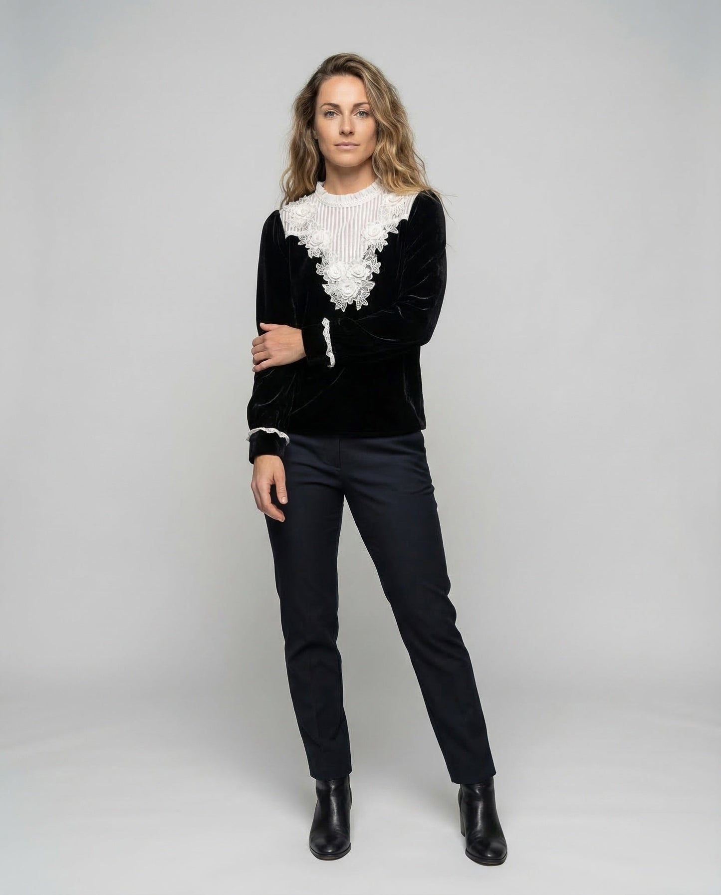 Camicia Donna in Velluto con Pizzo Slim - Brentozzi