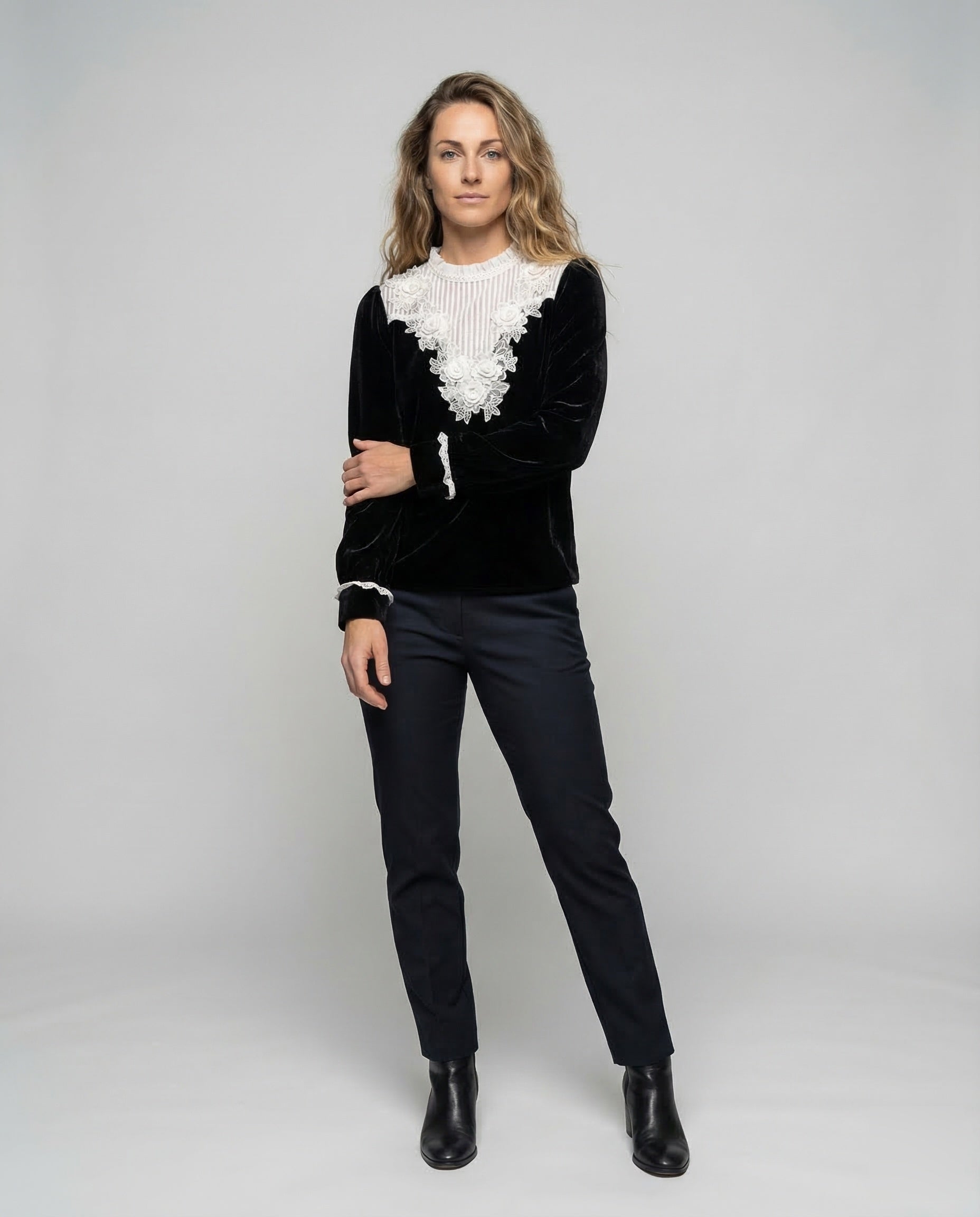 Camicia Donna in Velluto con Pizzo Slim - Brentozzi