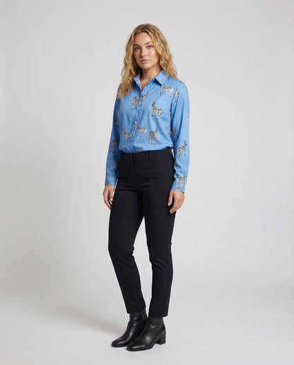 Abito Camicia Donna in Satin Stampa Animalier Vestibilità Classica - Brentozzi