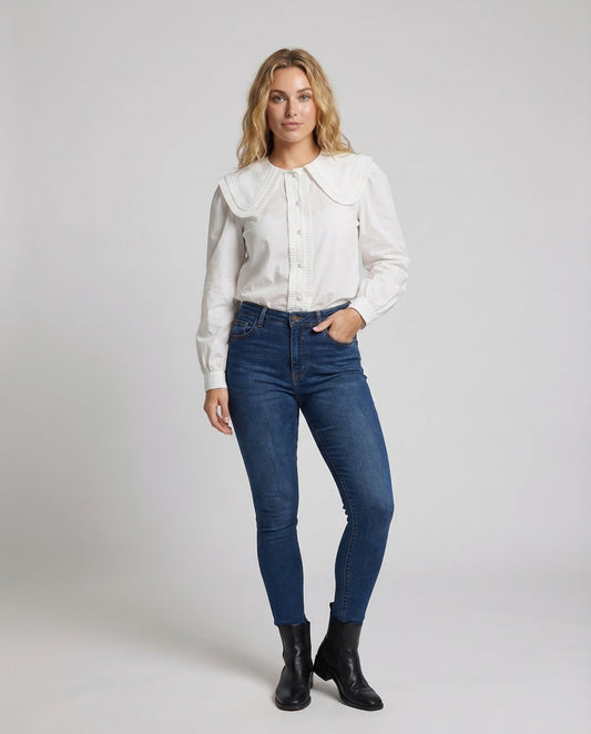Camicia Donna Cotone Colletto Plissé - Brentozzi
