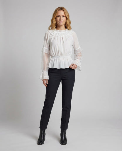 Blusa Donna in Chiffon con Pizzo Scollo Carmen - Brentozzi
