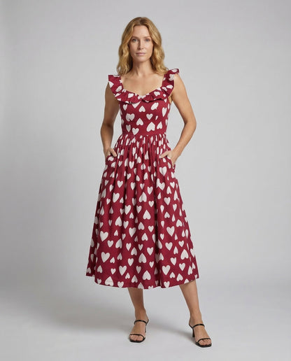 Abito Vintage Donna Stile Swing Fantasia Cuori - Brentozzi