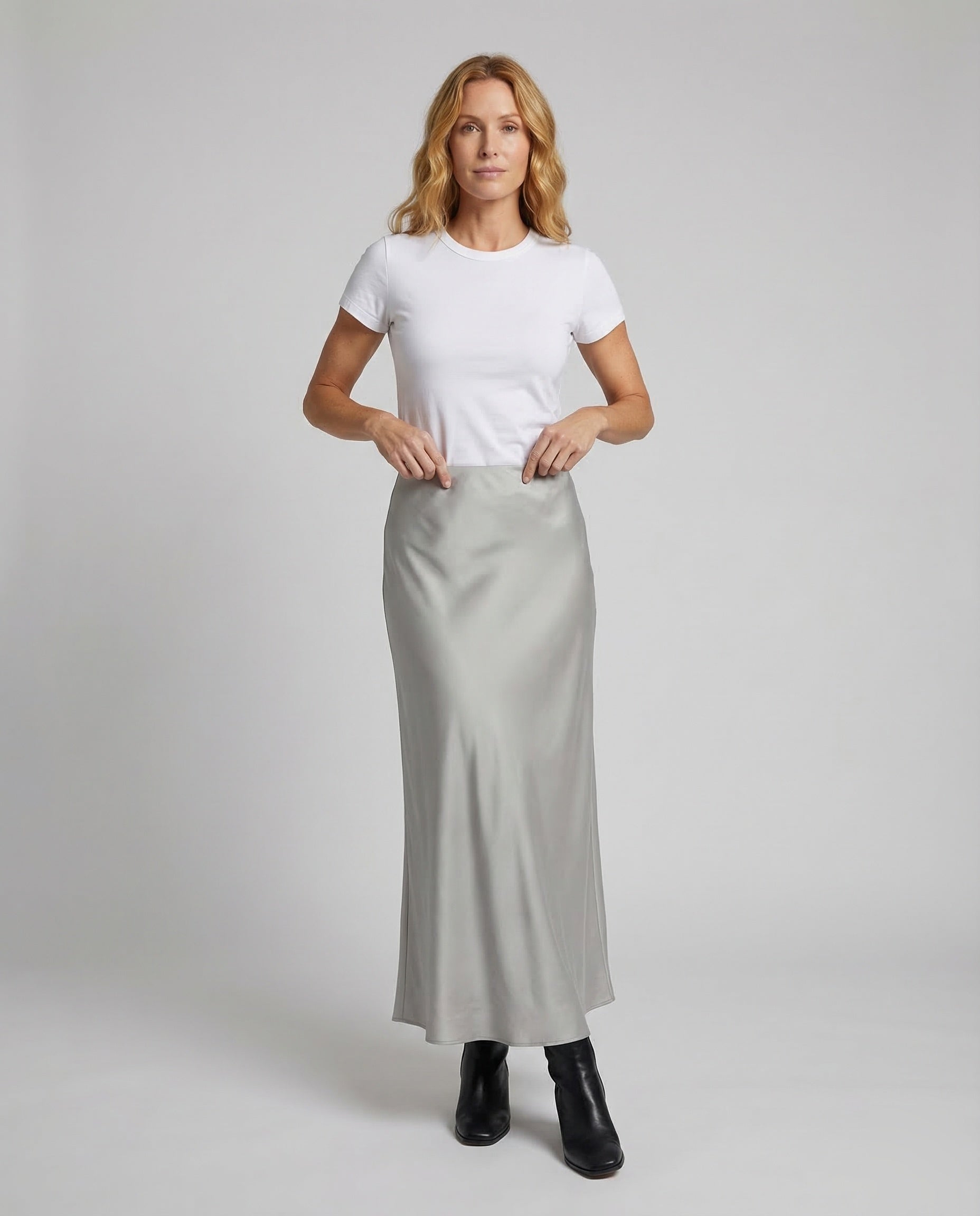 Gonna Midi Donna in Satin Vita Bassa - Brentozzi