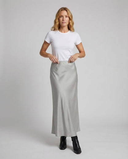 Gonna Midi Donna in Satin Vita Bassa - Brentozzi