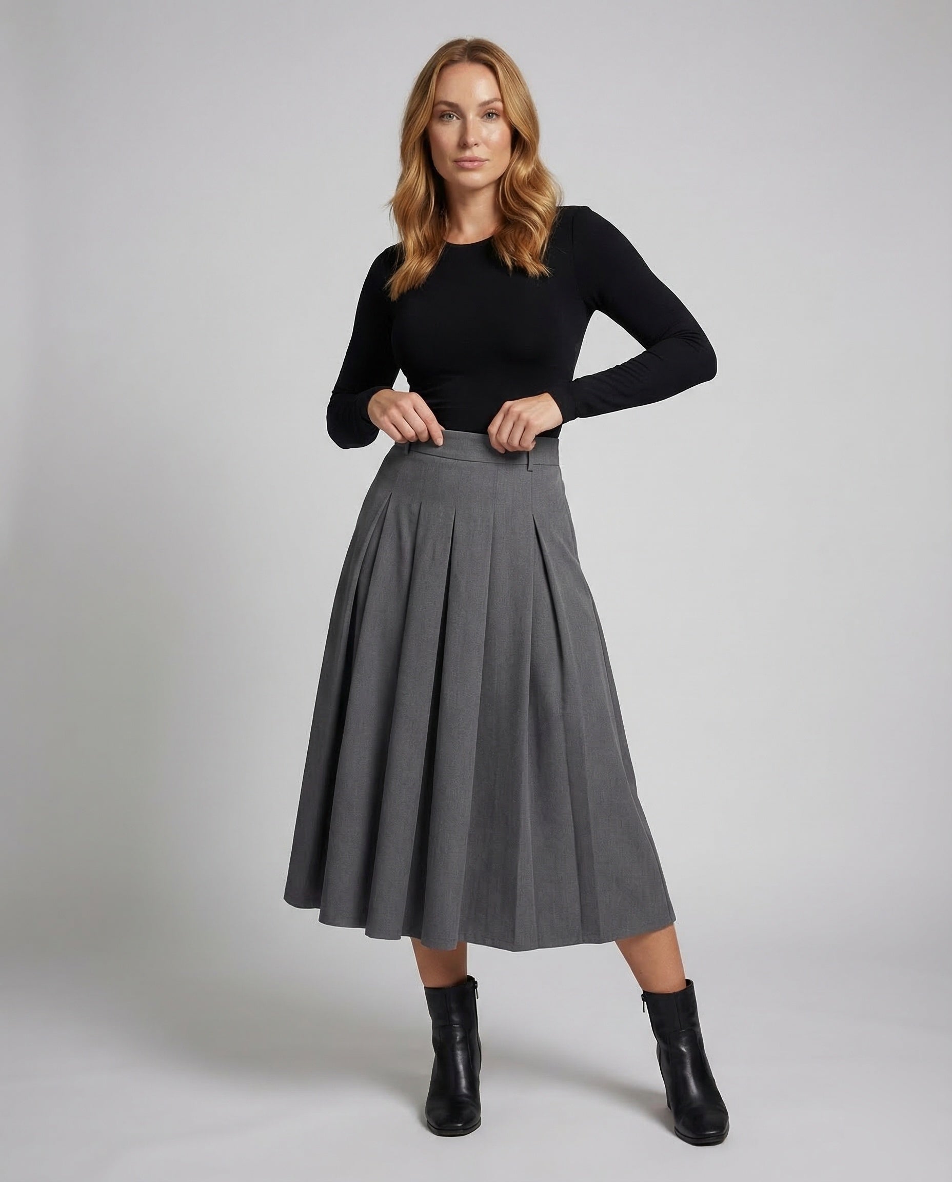 Gonna Midi Donna a Pieghe Linea A - Brentozzi