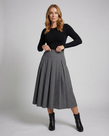 Gonna Midi Donna a Pieghe Linea A - Brentozzi