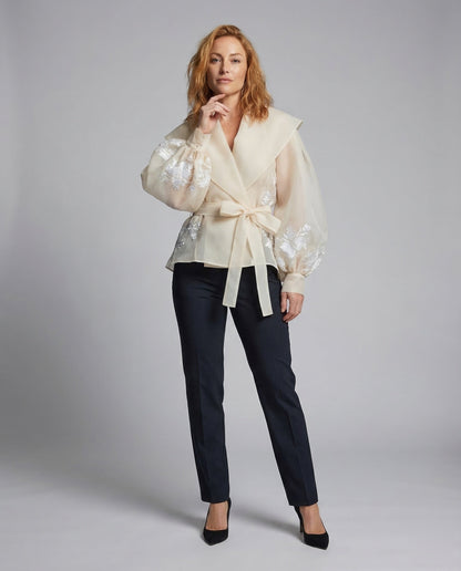 Blusa Donna in Organza Ricamata a Portafoglio - Brentozzi