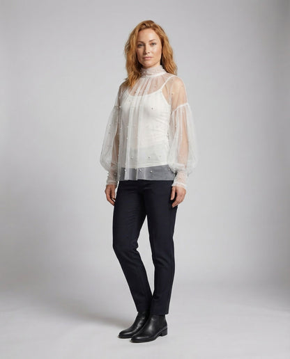 Blusa Donna in Tulle con Perline Elegante - Brentozzi