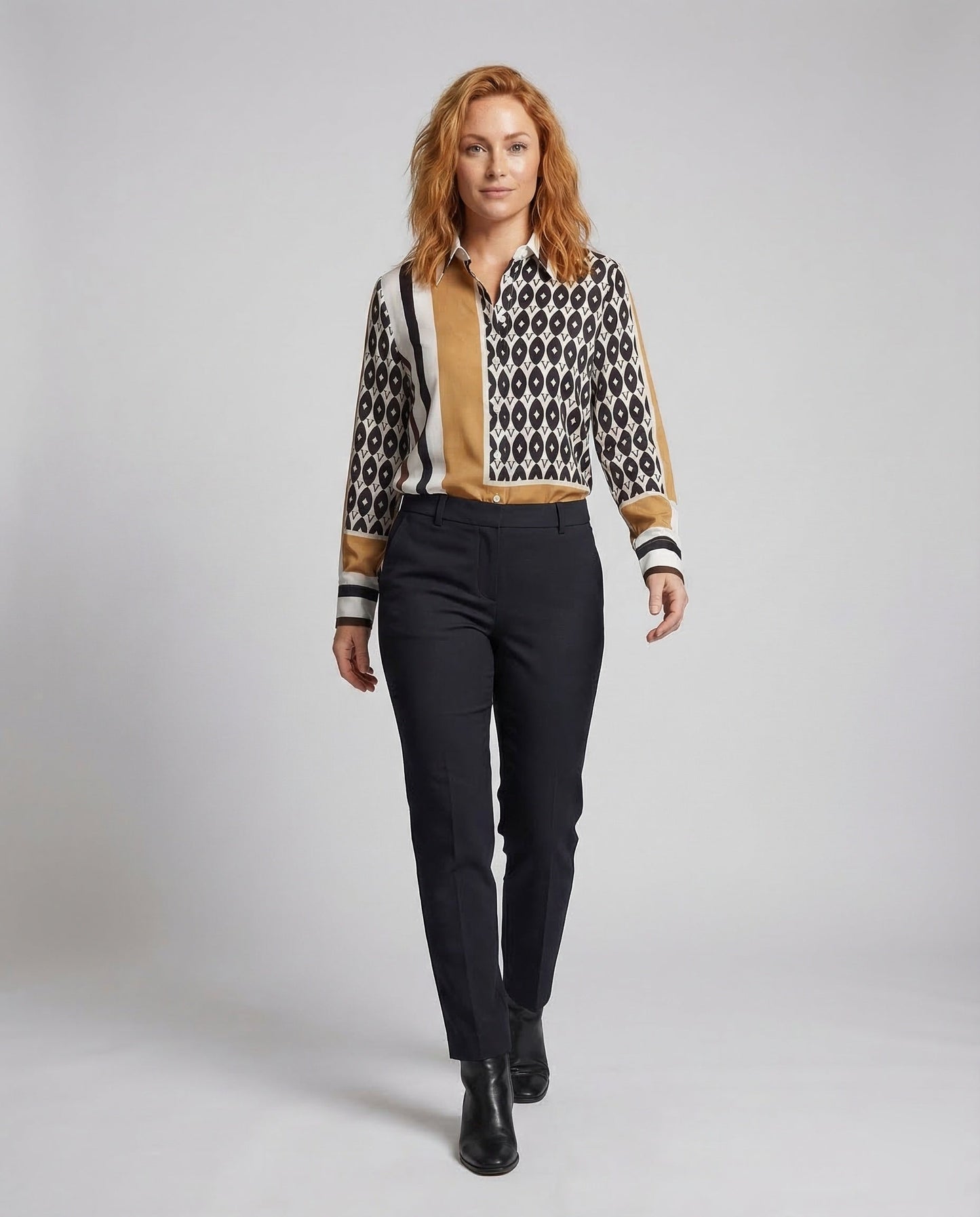 Camicia Donna in Tessuto Effetto Seta Fantasia Regular Fit - Brentozzi