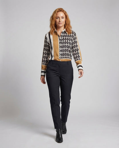 Camicia Donna in Tessuto Effetto Seta Fantasia Regular Fit - Brentozzi