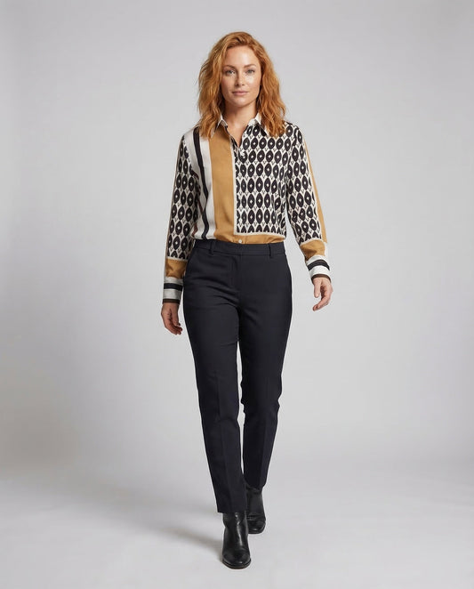 Camicia Donna in Tessuto Effetto Seta Fantasia Regular Fit - Brentozzi