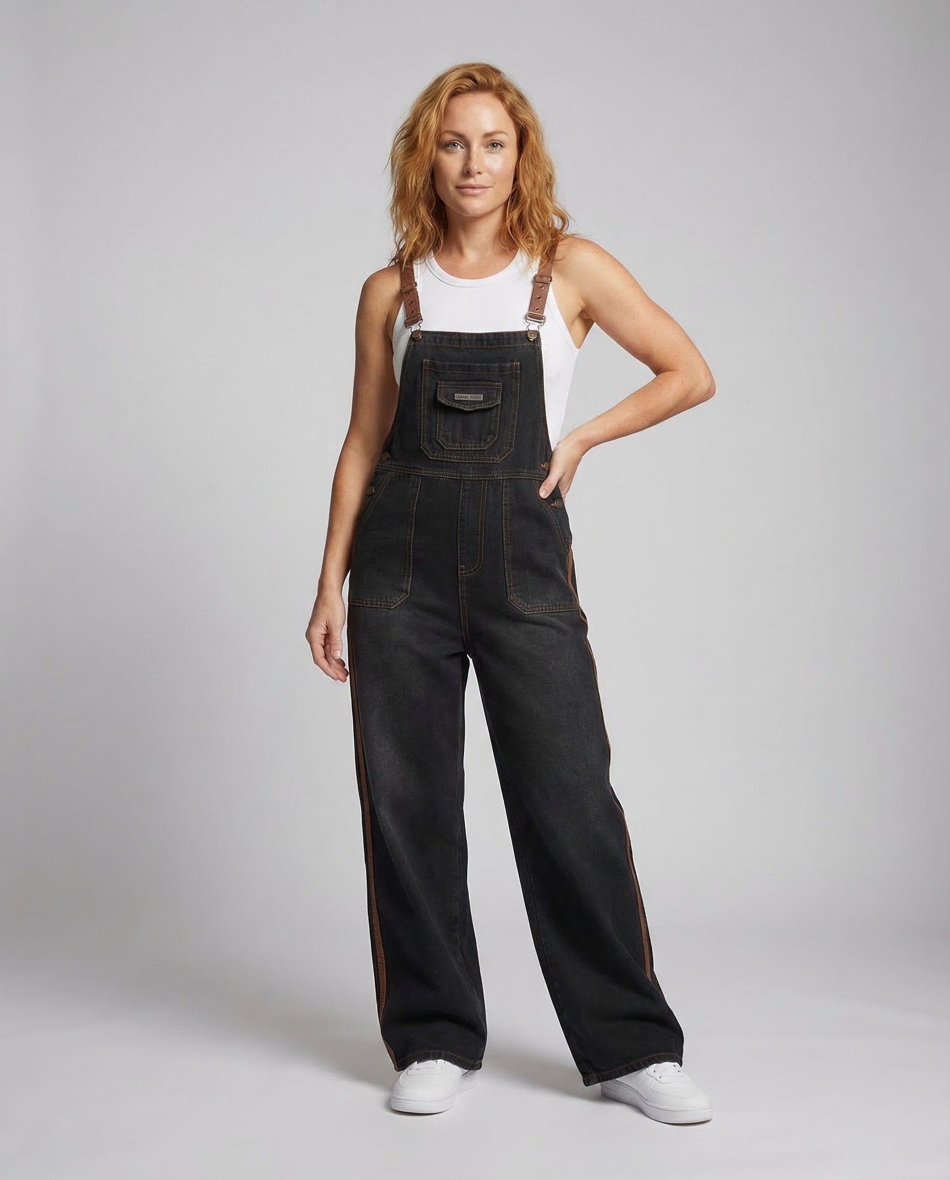Jeans Salopette Donna Cargo Vestibilità Comoda - Brentozzi