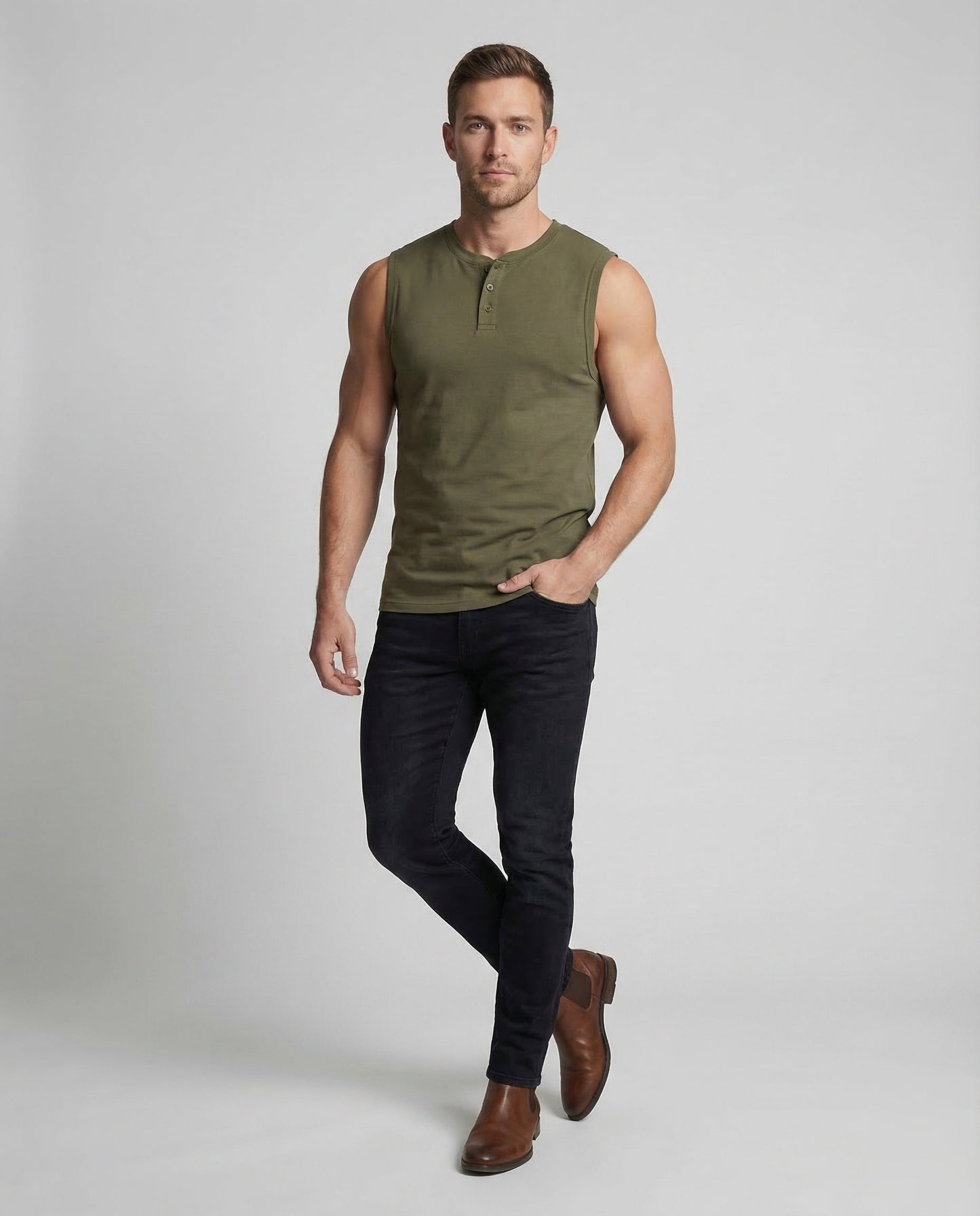Canotta Uomo con Bottoni Slim Fit - Brentozzi