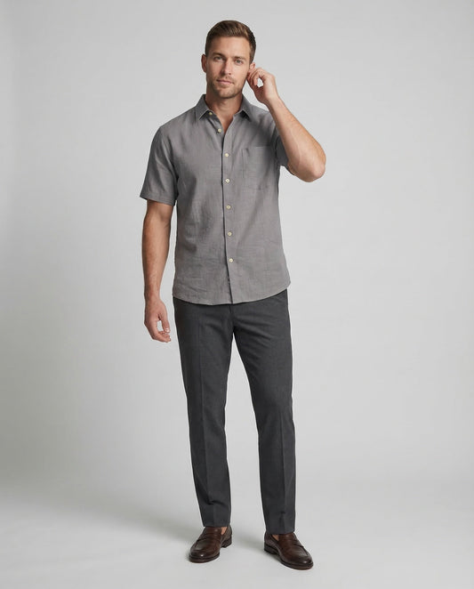 Camicia Uomo Lino Manica Corta - Brentozzi