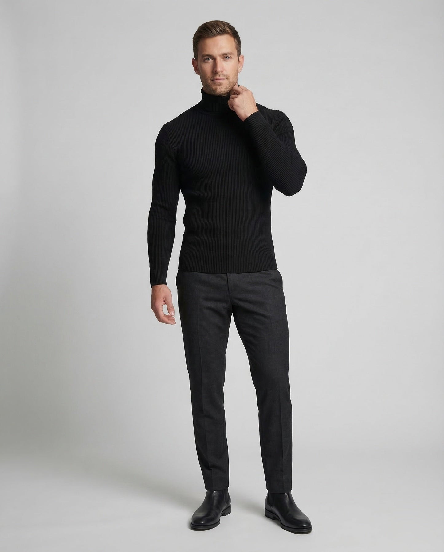 Maglione Uomo Dolcevita in Maglia a Coste - Brentozzi