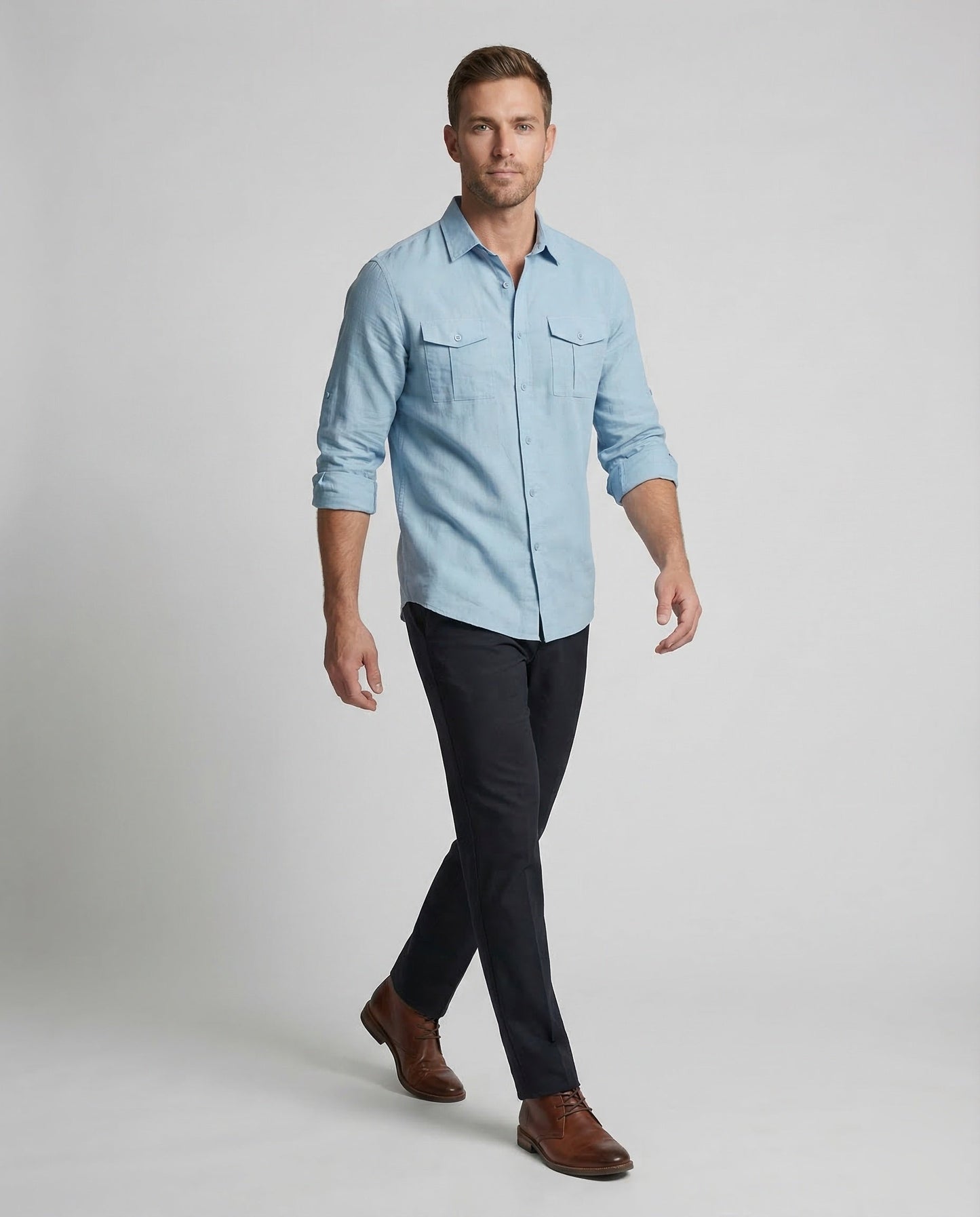 Camicia Uomo con Tasche sul Petto Regular Fit - Brentozzi