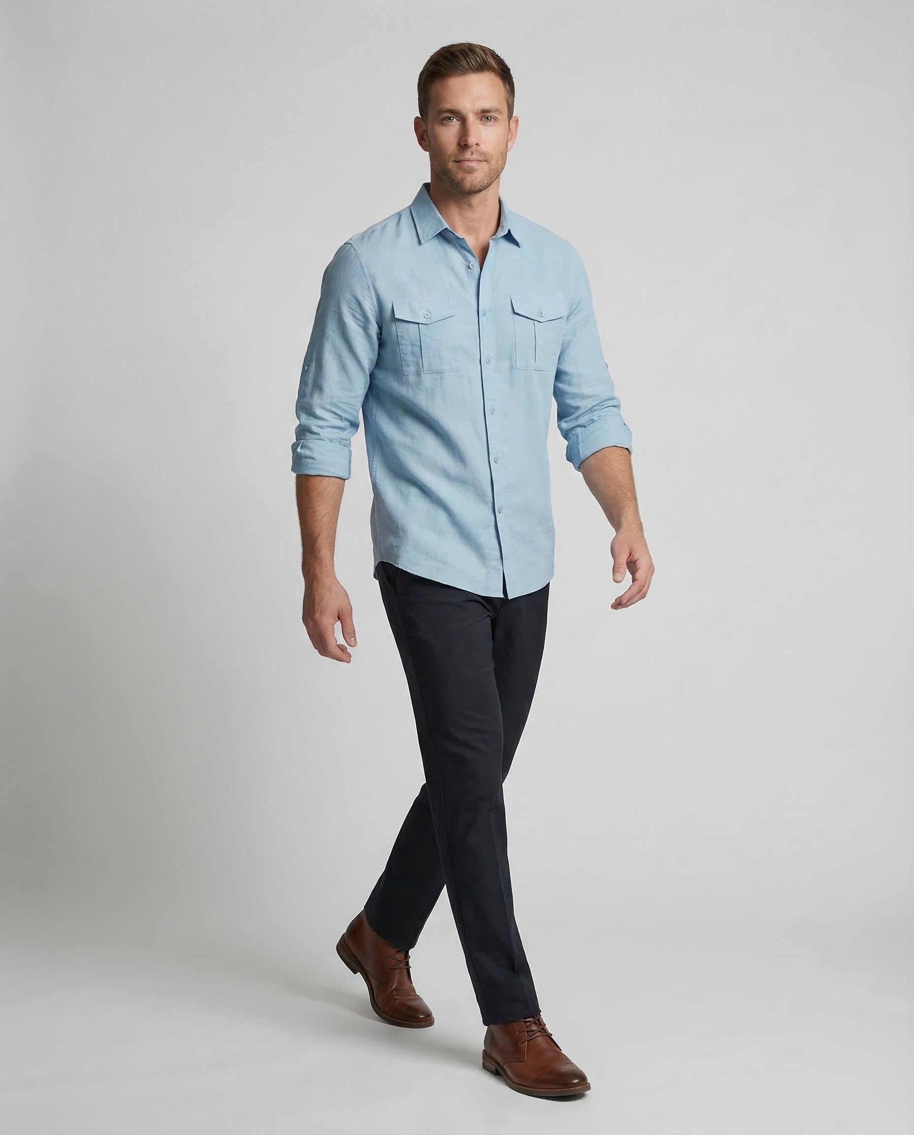Camicia Uomo con Tasche sul Petto Regular Fit - Brentozzi